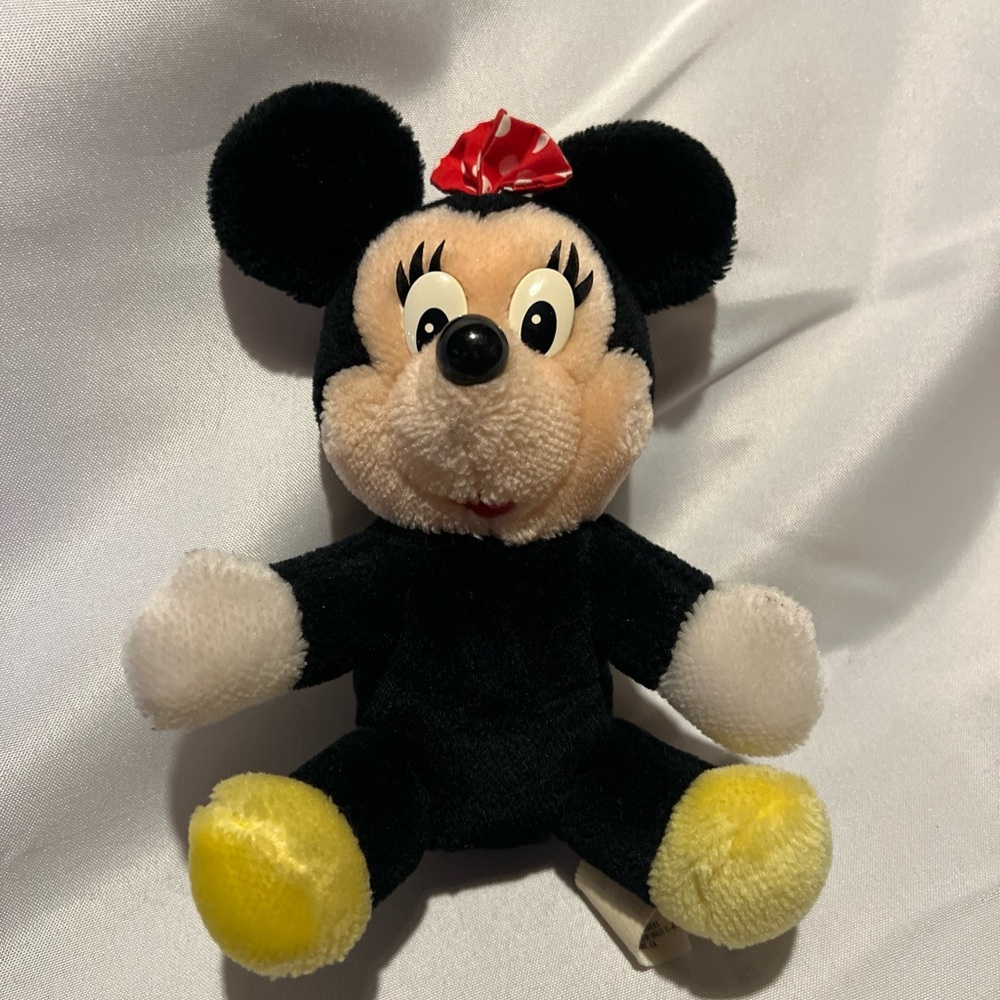Vintage Minnie Mouse 8" Plush Disneyland Walt Disney World Rd Bow,Rare Tag Plush